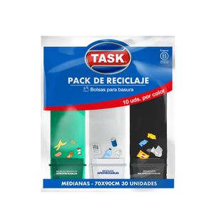 PACK BOLSA BASURA TASK 3 COLORES 70X90 X30