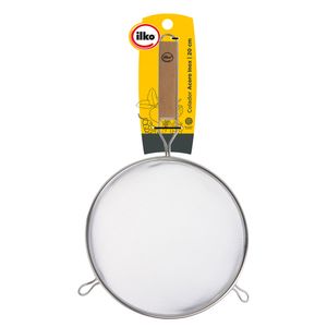 Colador de 20 cm ILKO Mango Madera Malla Acero Inoxidable